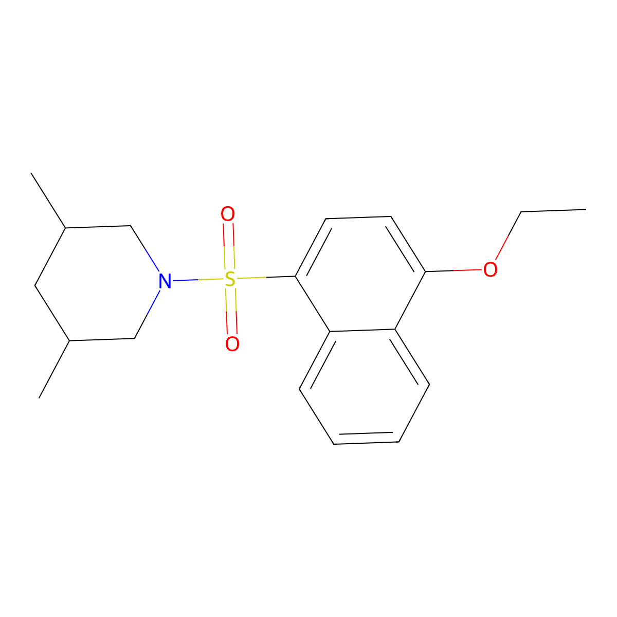 1-[(4-Ethoxynaphthyl)sulfonyl]-3,5-dimethylpiperidine molecular structure, CAS 1081318-44-6