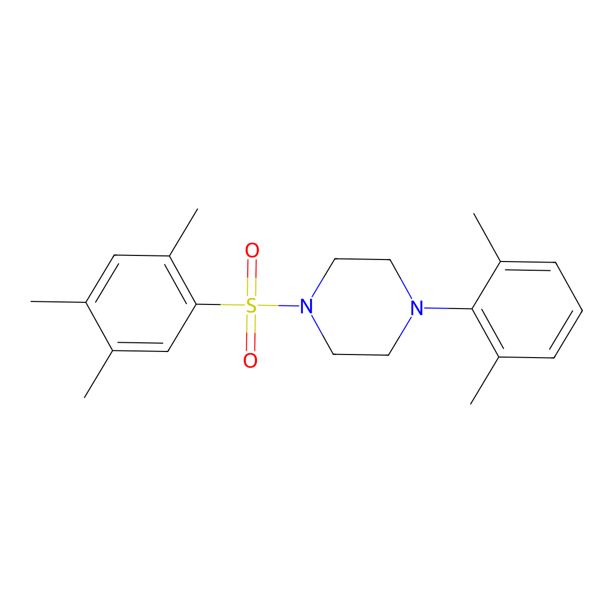 1-(2,6-Dimethylphenyl)-4-(2,4,5-trimethylbenzenesulfonyl)piperazine molecular structure, CAS 1081319-16-5