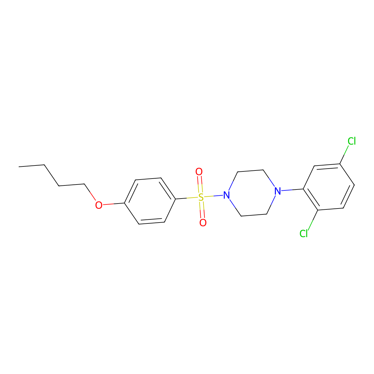 1-(4-Butoxybenzenesulfonyl)-4-(2,5-dichlorophenyl)piperazine molecular structure, CAS 1081319-56-3