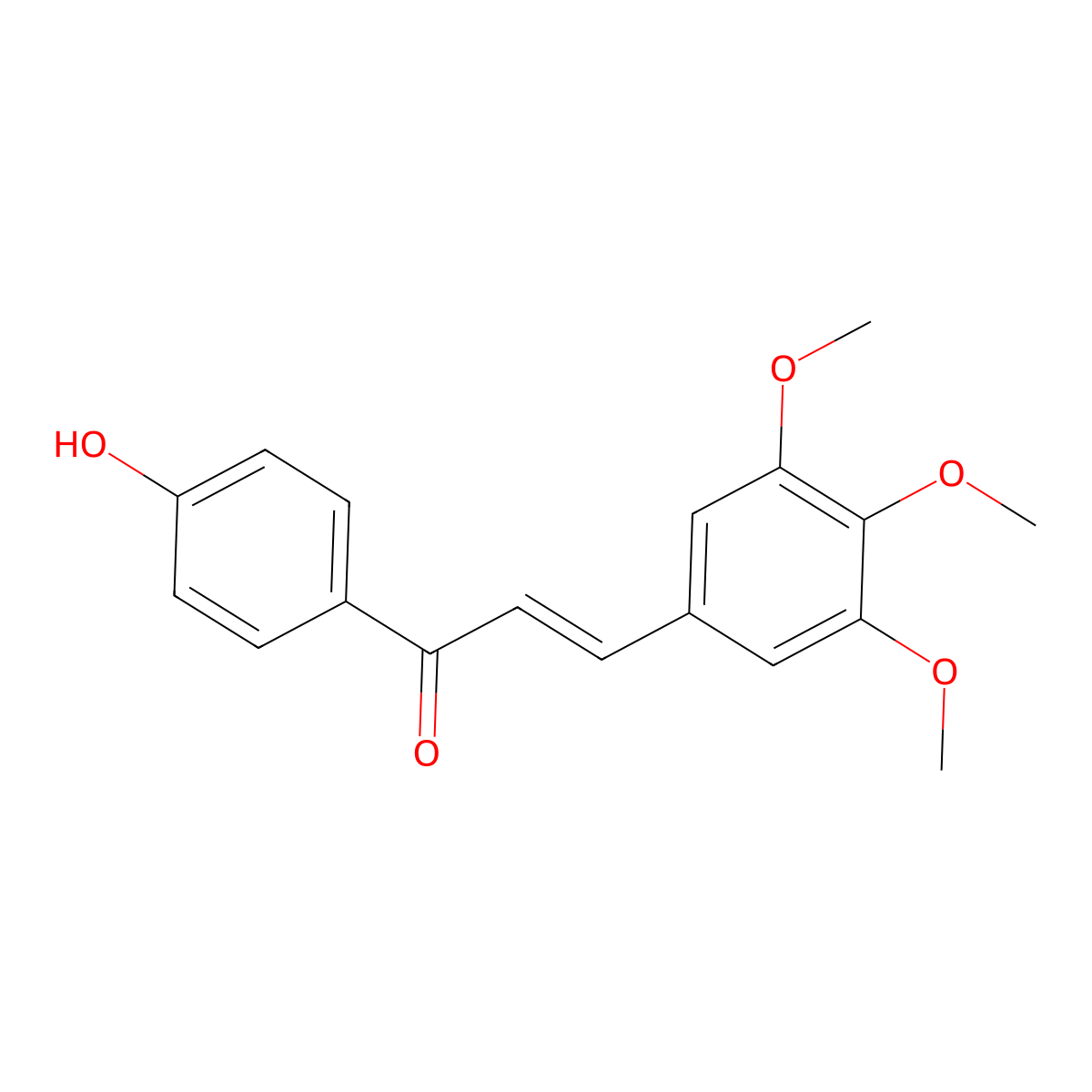 1-(4-Hydroxyphenyl)-3-(3,4,5-trimethoxyphenyl)prop-2-en-1-one molecular structure, CAS 108132-05-4