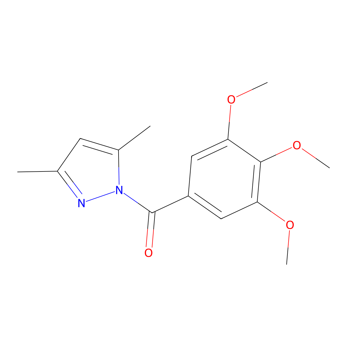 Pyrazole, 3,5-dimethyl-1-(3,4,5-trimethoxybenzoyl)- molecular structure, CAS 108132-57-6