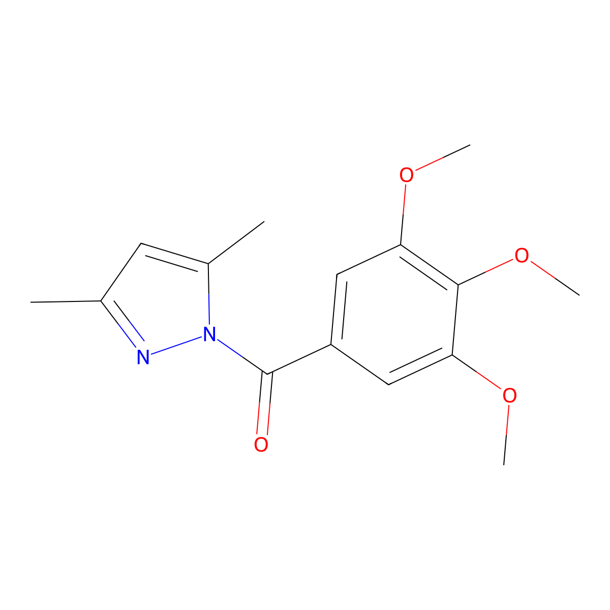 Pyrazole, 3,5-dimethyl-1-(3,4,5-trimethoxybenzoyl)- molecular structure, CAS 108132-57-6