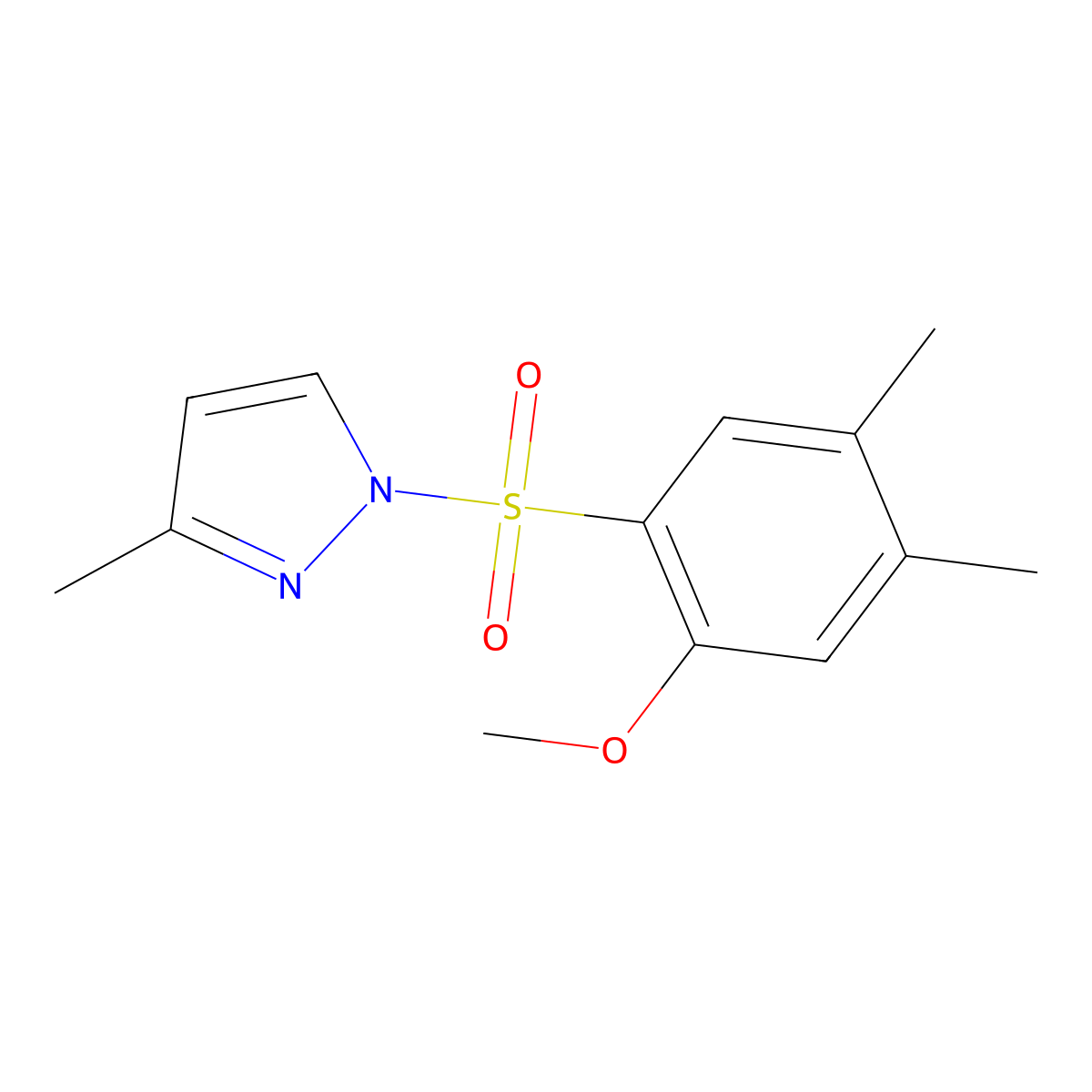 1-[(2-Methoxy-4,5-dimethylphenyl)sulfonyl]-3-methylpyrazole molecular structure, CAS 1081320-28-6