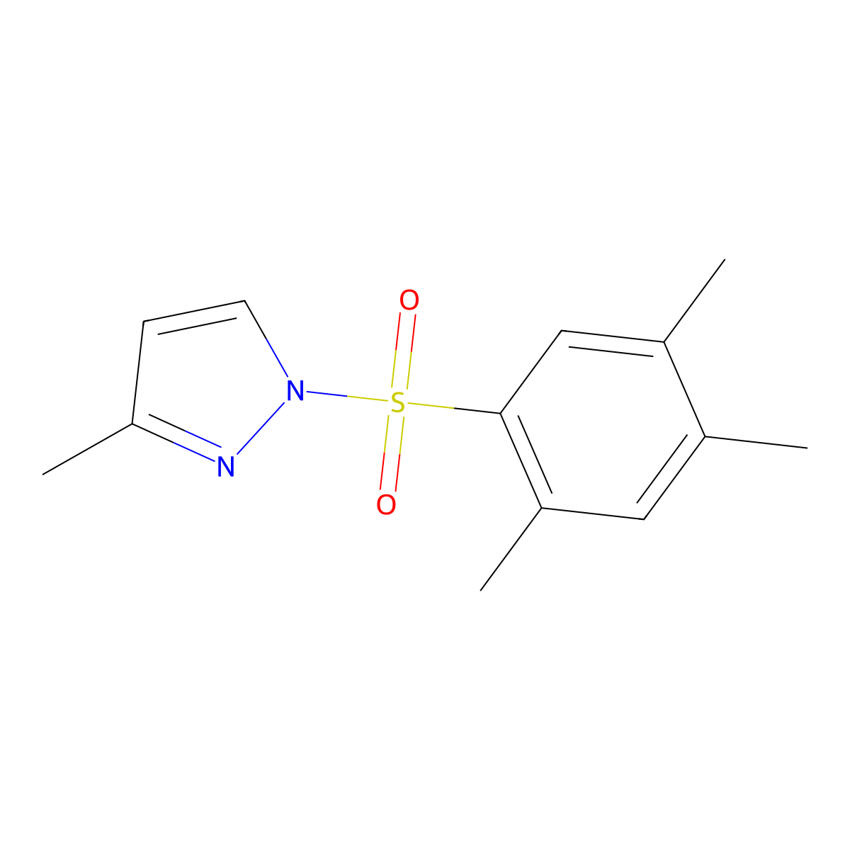 3-methyl-1-[(2,4,5-trimethylphenyl)sulfonyl]-1H-pyrazole molecular structure, CAS 1081320-44-6