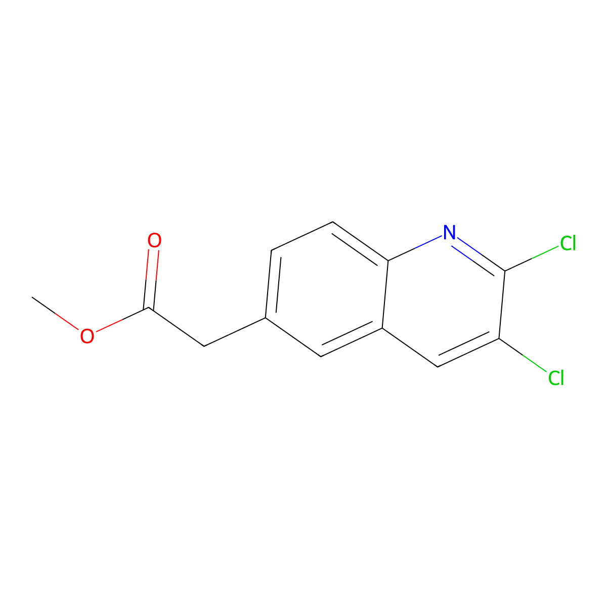 Methyl 2-(2,3-dichloroquinolin-6-yl)acetate molecular structure, CAS 1081320-83-3