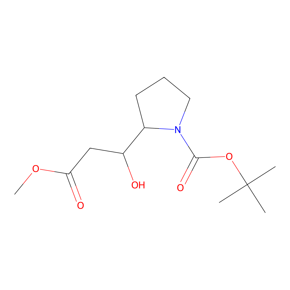 tert-butyl (2S)-2-[(1S)-1-hydroxy-3-methoxy-3-oxopropyl]pyrrolidine-1-carboxylate molecular structure, CAS 108142-83-2