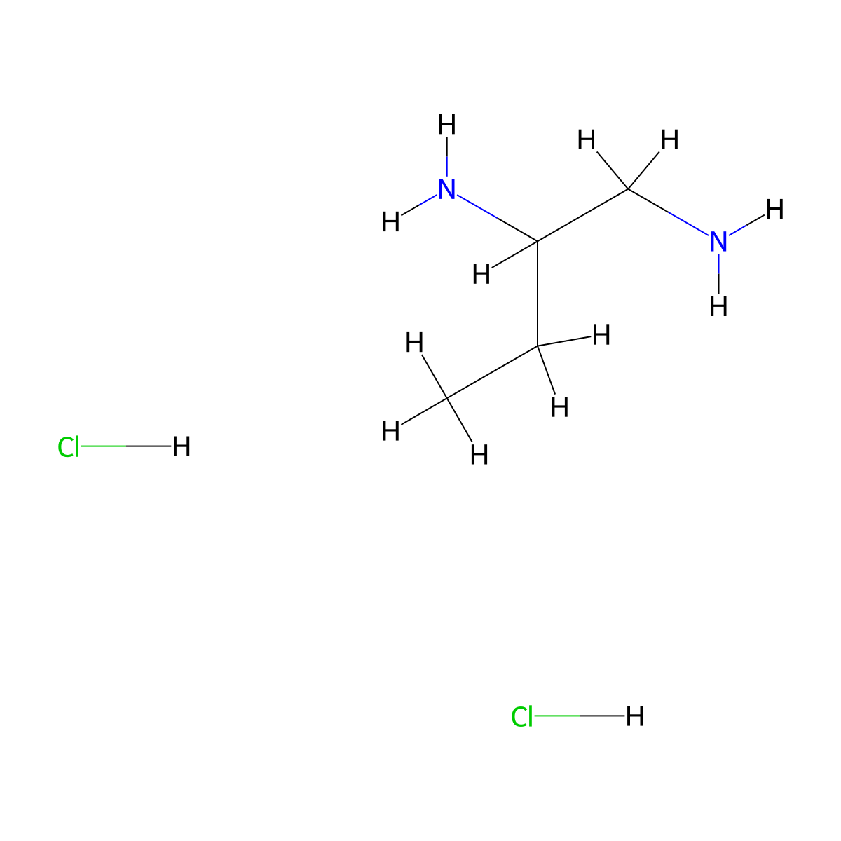Butane-1,2-diamine dihydrochloride molecular structure, CAS 1081531-27-2