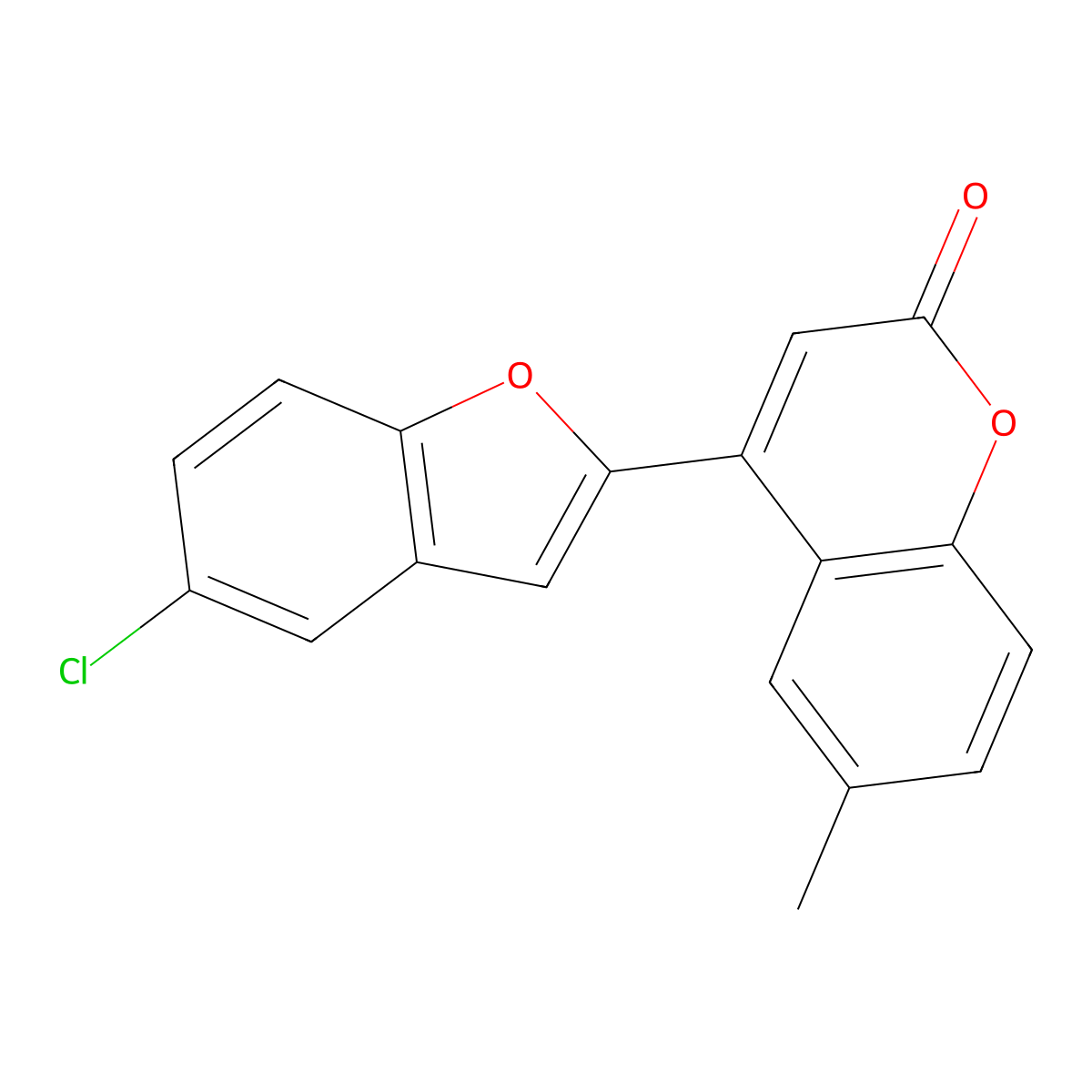 2H-1-Benzopyran-2-one, 4-(5-chloro-2-benzofuranyl)-6-methyl- molecular structure, CAS 108154-43-4