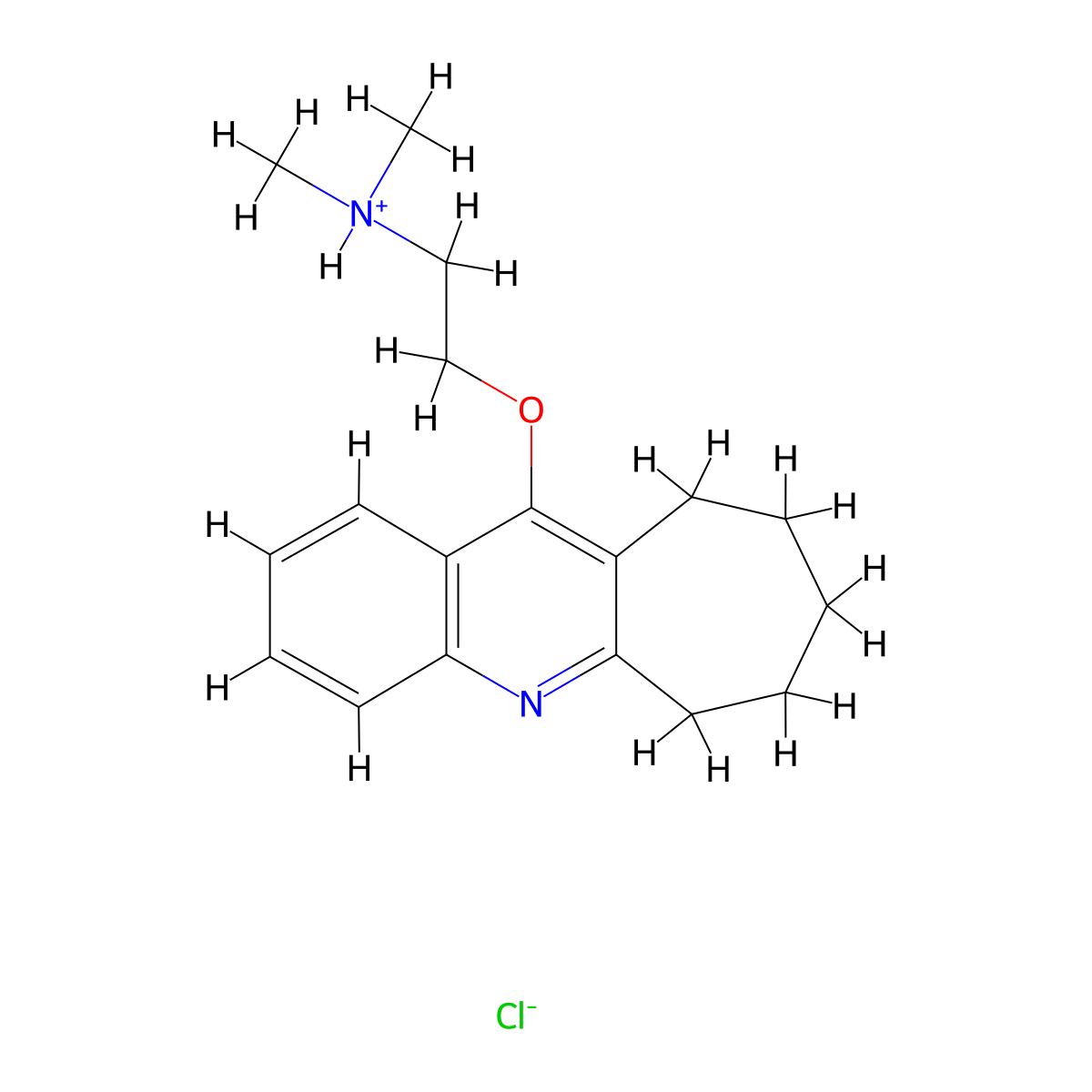 Ethanamine, N,N-dimethyl-2-((7,8,9,10-tetrahydro-6H-cyclohepta(b)quinolin-11-yl)oxy)-, monohydrochloride molecular structure, CAS 108154-74-1