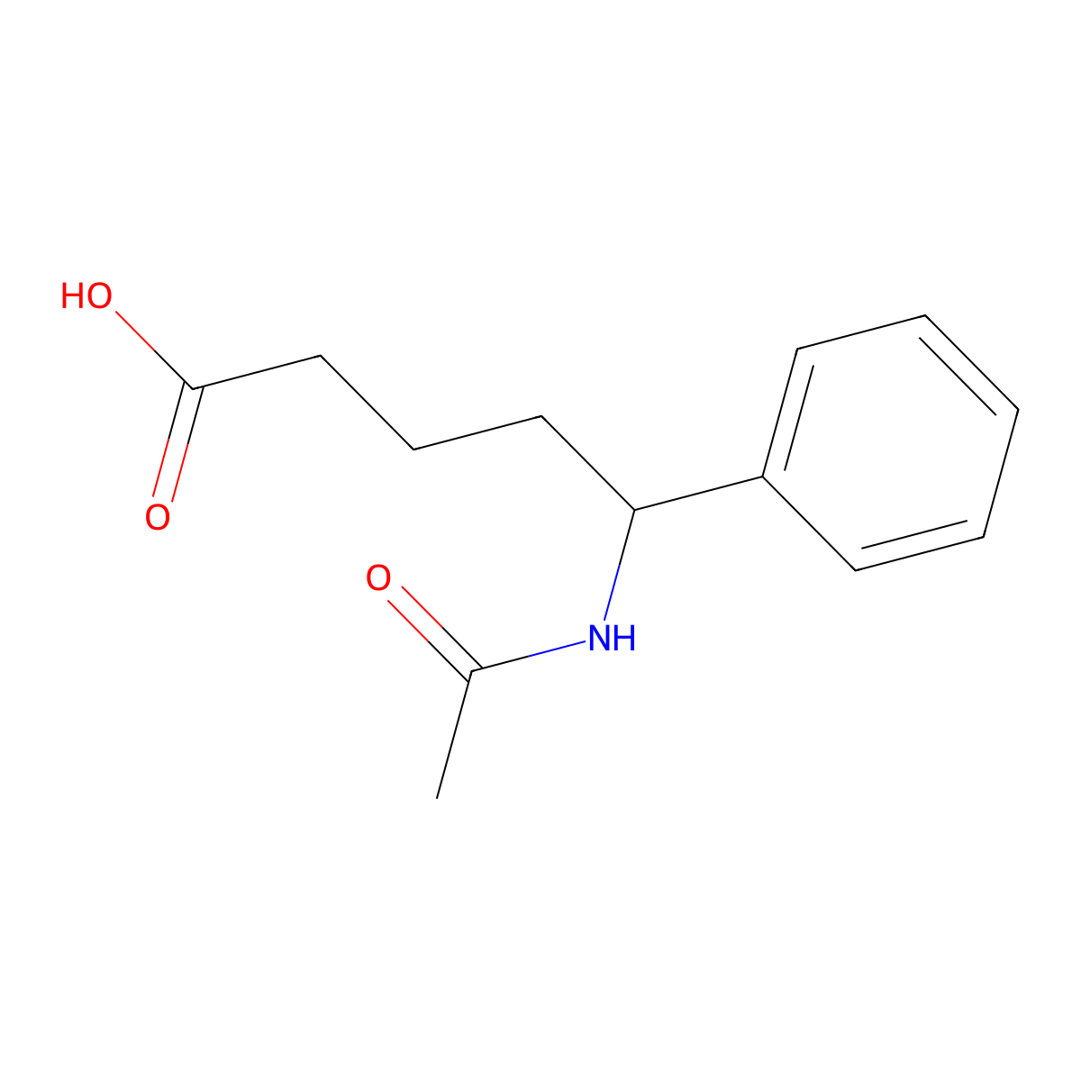 5-Acetamido-5-phenylpentanoic acid molecular structure, CAS 1081550-64-2