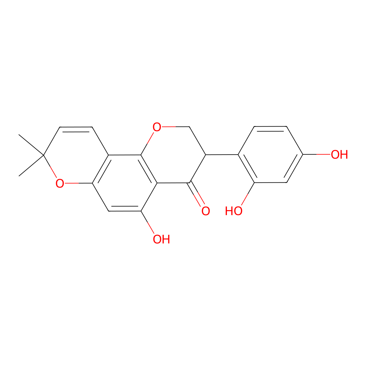 3-(2,4-Dihydroxyphenyl)-2,3-dihydro-5-hydroxy-8,8-dimethyl-4H,8H-benzo(1,2-b:3,4-b')dipyran-4-one molecular structure, CAS 1081560-89-5