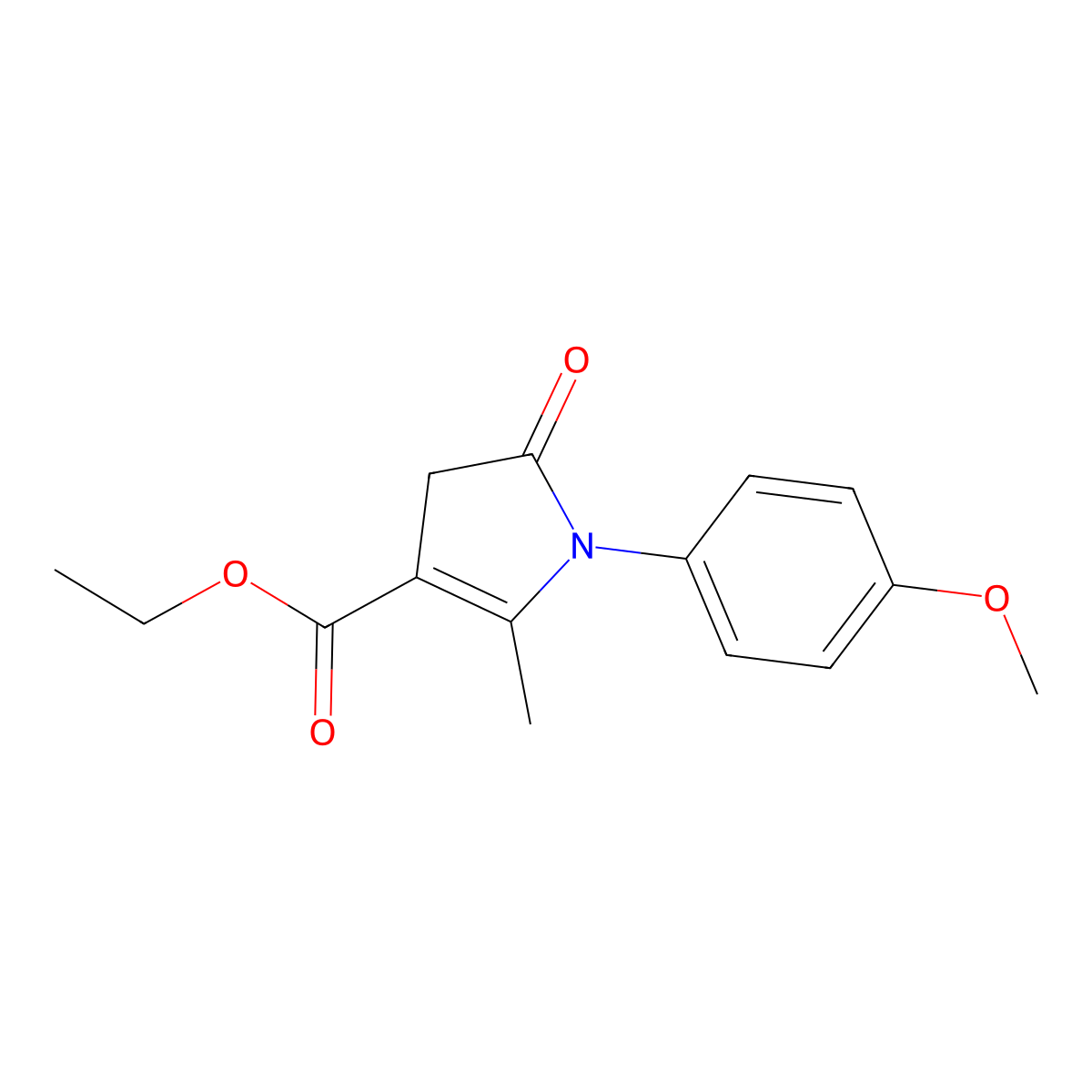 ethyl 1-(4-methoxyphenyl)-2-methyl-5-oxo-4,5-dihydro-1H-pyrrole-3-carboxylate molecular structure, CAS 108157-62-6