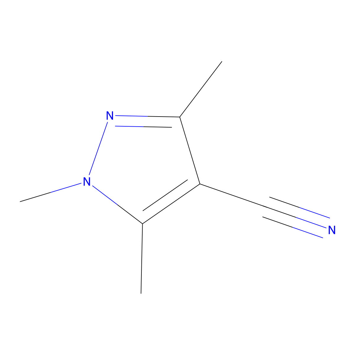 1,3,5-trimethyl-1H-pyrazole-4-carbonitrile molecular structure, CAS 108161-13-3
