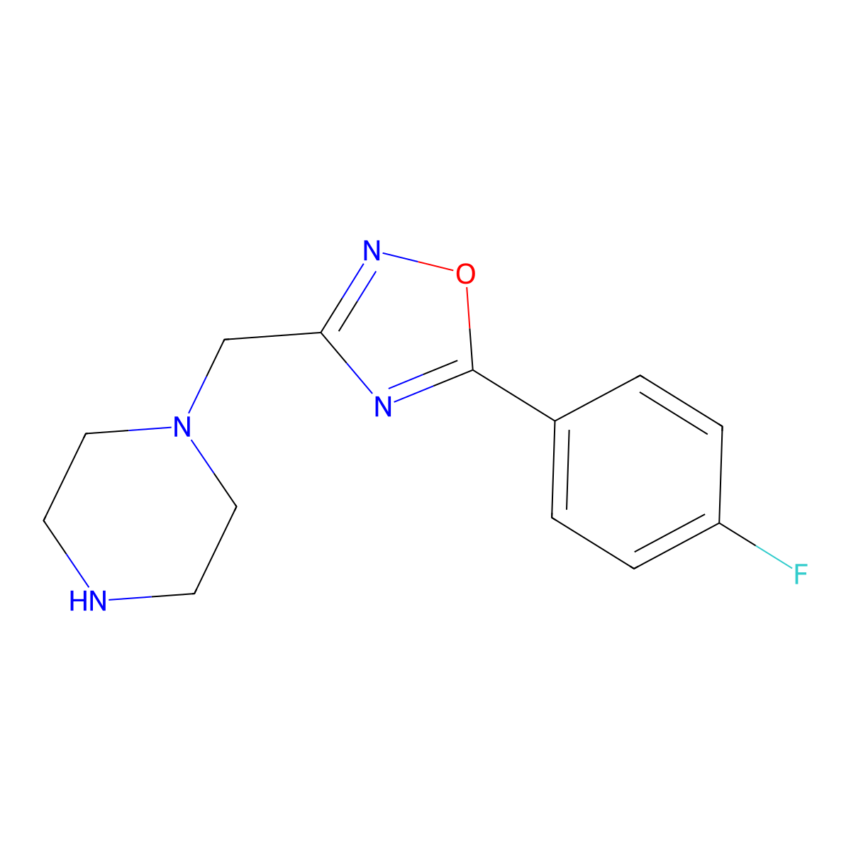 5-(4-Fluorophenyl)-3-(piperazin-1-ylmethyl)-1,2,4-oxadiazole molecular structure, CAS 1081658-09-4