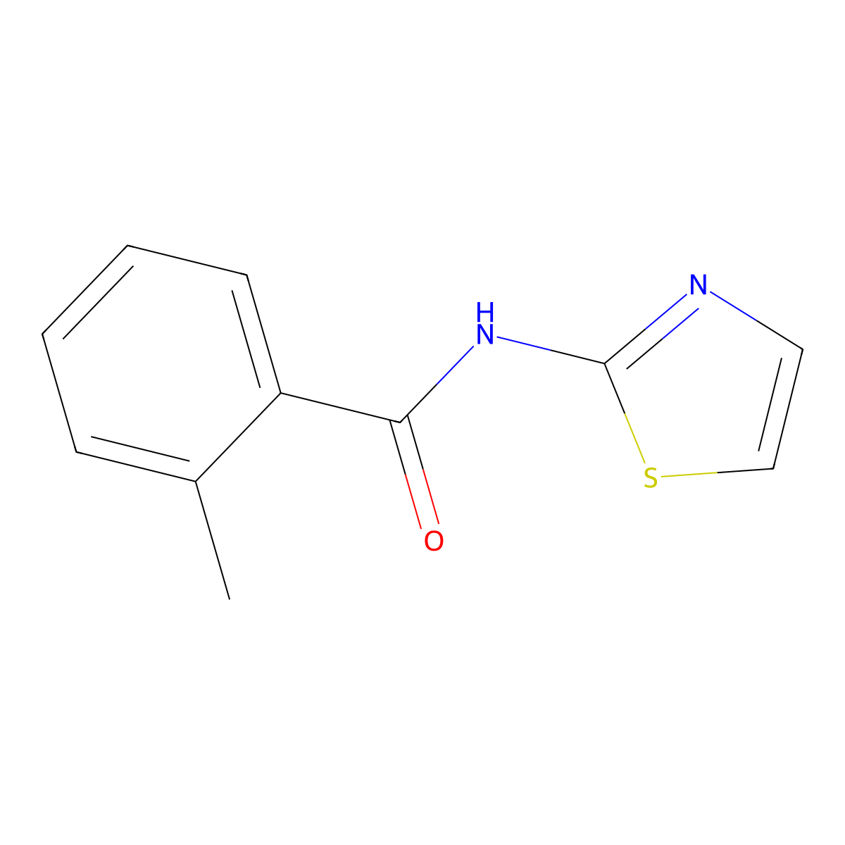 2-methyl-N-(1,3-thiazol-2-yl)benzamide molecular structure, CAS 108166-27-4