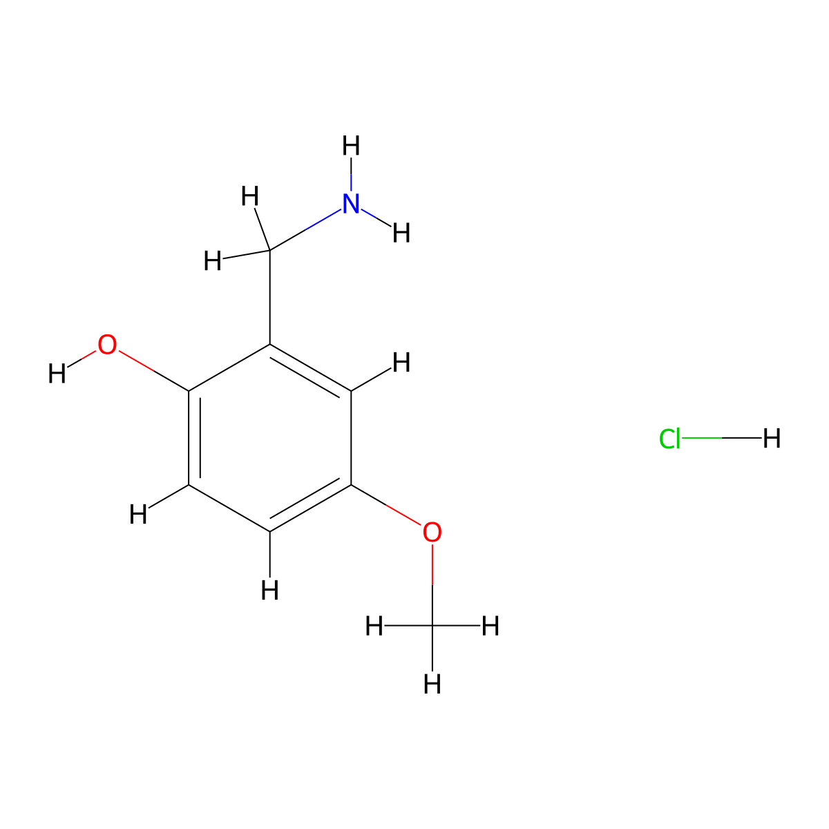 2-(Aminomethyl)-4-methoxyphenol hydrochloride molecular structure, CAS 1081777-51-6