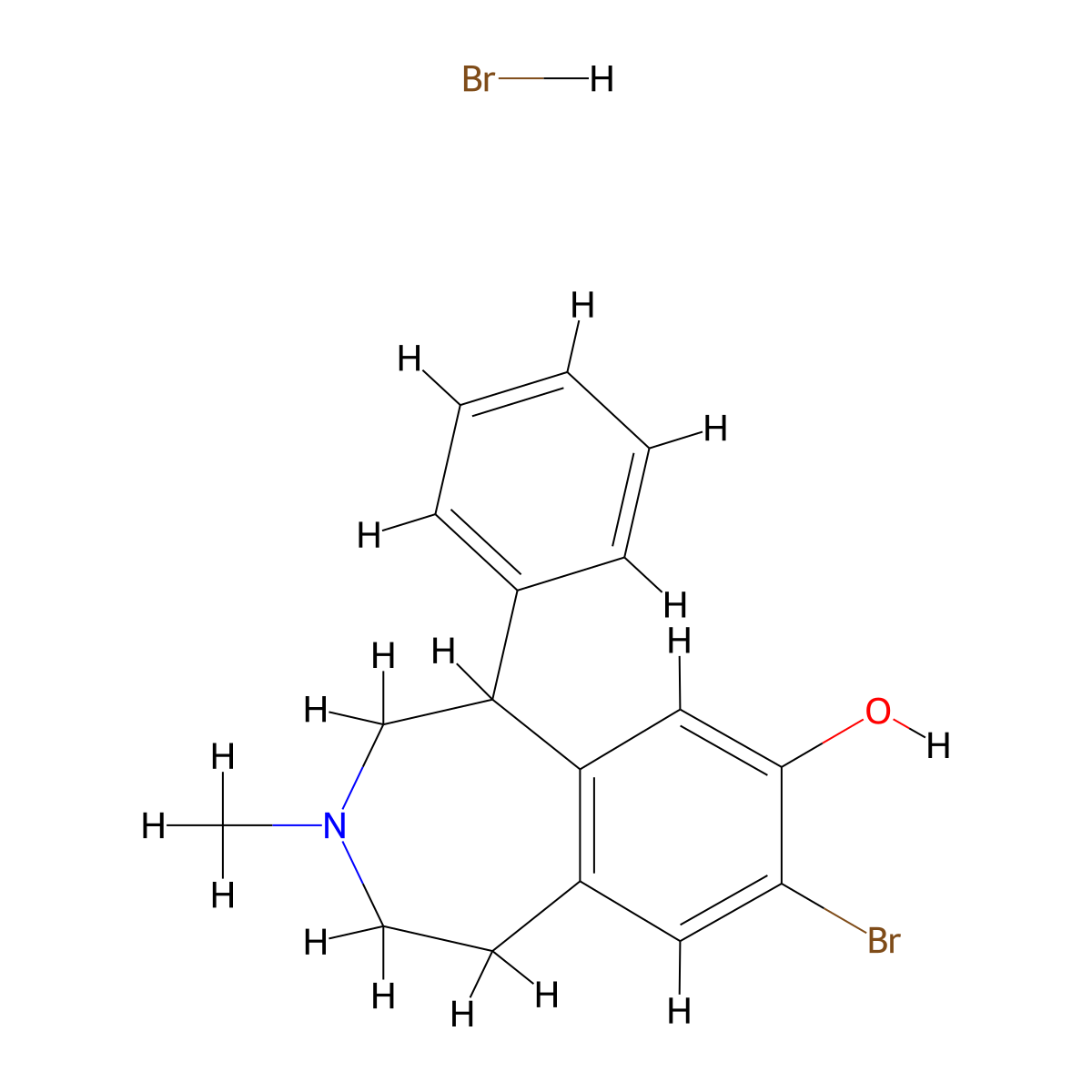 8-Bromo-3-methyl-5-phenyl-2,3,4,5-tetrahydro-1H-benzo(d)azepin-7-ol hydrobromide molecular structure, CAS 108179-91-5