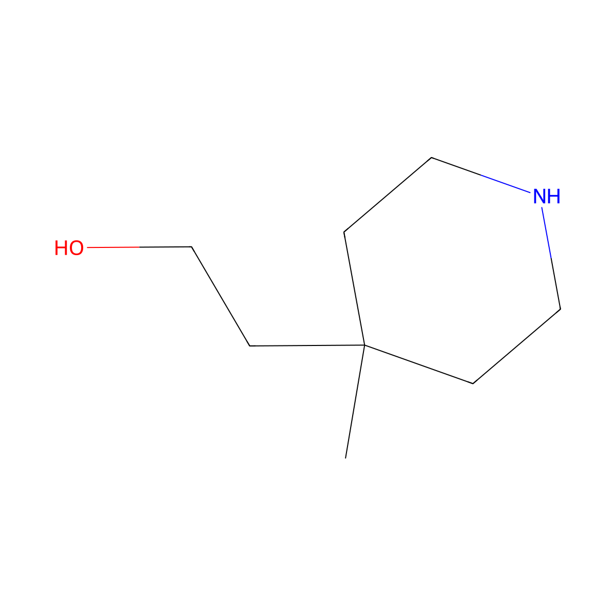 2-(4-Methylpiperidin-4-yl)ethan-1-ol molecular structure, CAS 1081791-77-6
