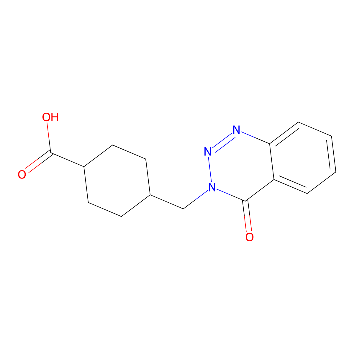 trans-4-[(4-oxo-1,2,3-benzotriazin-3(4H)-yl)methyl]cyclohexanecarboxylic acid molecular structure, CAS 108180-02-5