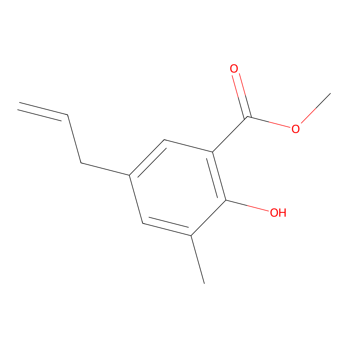 Methyl 2-hydroxy-3-methyl-5-(prop-2-en-1-yl)benzoate molecular structure, CAS 1081800-26-1