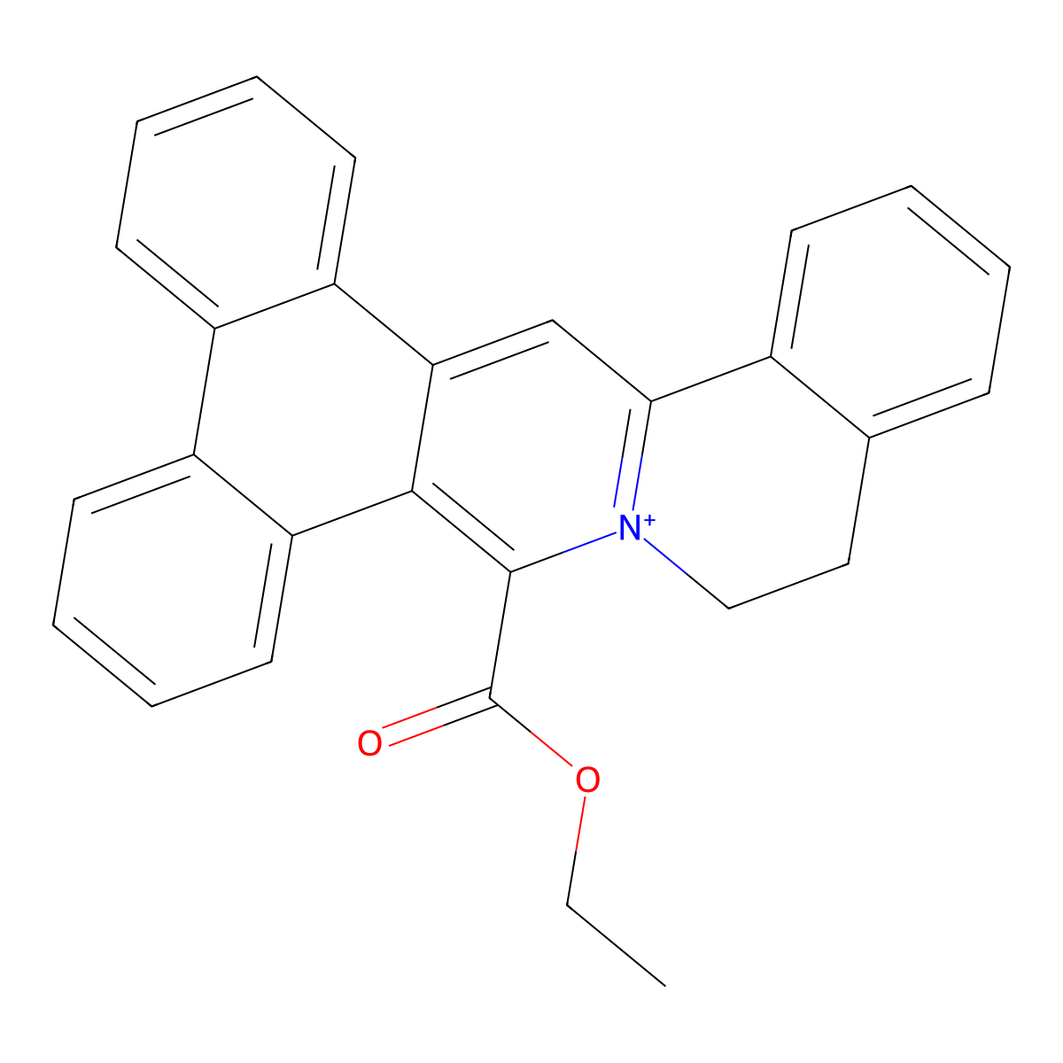 9-(ethoxycarbonyl)-11H,12H-dibenzo[f,h]isoquino[2,1-b]isoquinolinium molecular structure, CAS 108181-00-6
