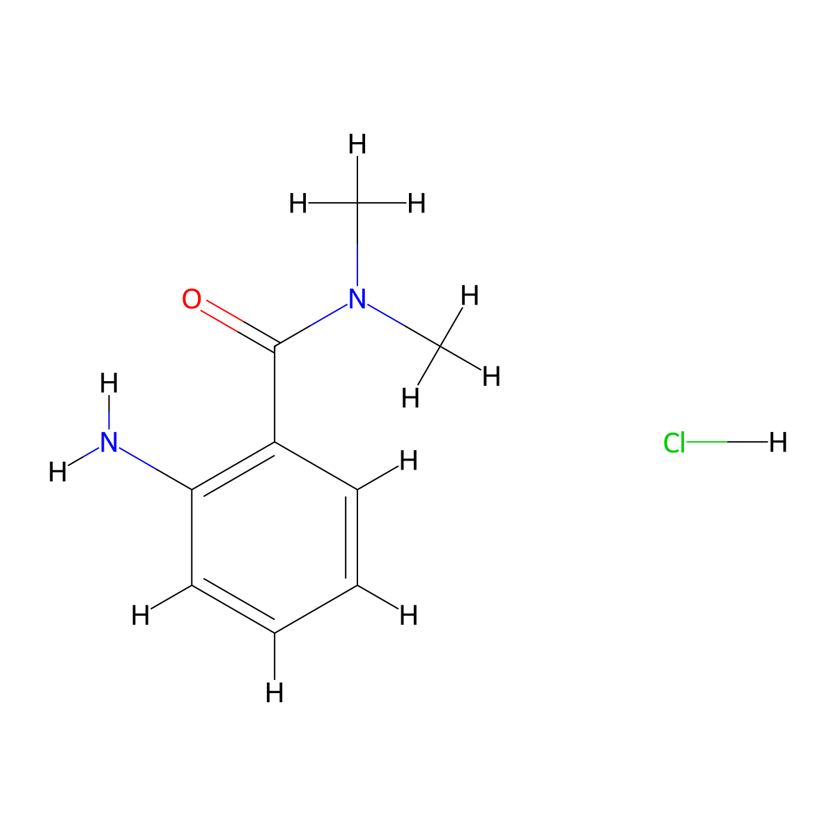 2-amino-N,N-dimethylbenzamide hydrochloride molecular structure, CAS 1081834-96-9
