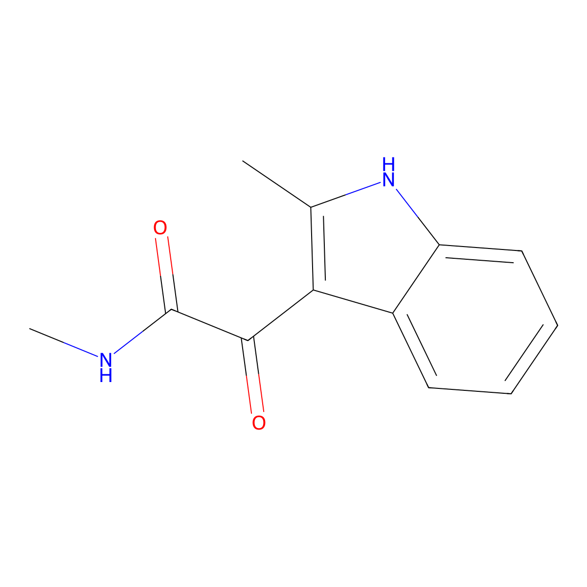 N-methyl-2-(2-methyl-1H-indol-3-yl)-2-oxoacetamide molecular structure, CAS 1082-42-4