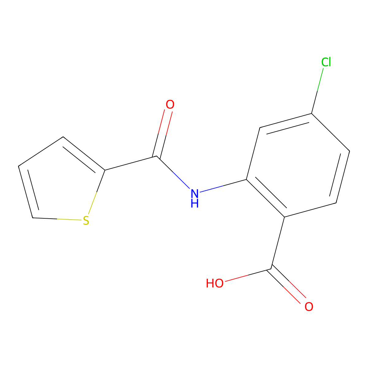 4-Chloro-2-[(thiophene-2-carbonyl)-amino]-benzoic acid molecular structure, CAS 108204-33-7