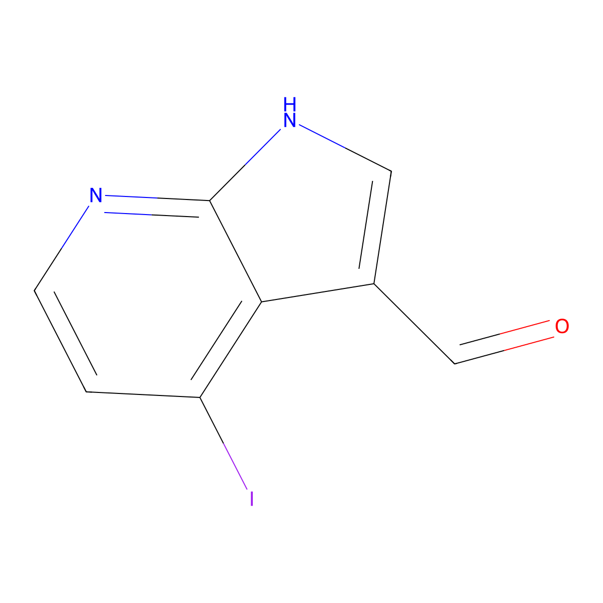 4-iodo-1H-pyrrolo[2,3-b]pyridine-3-carbaldehyde molecular structure, CAS 1082040-17-2