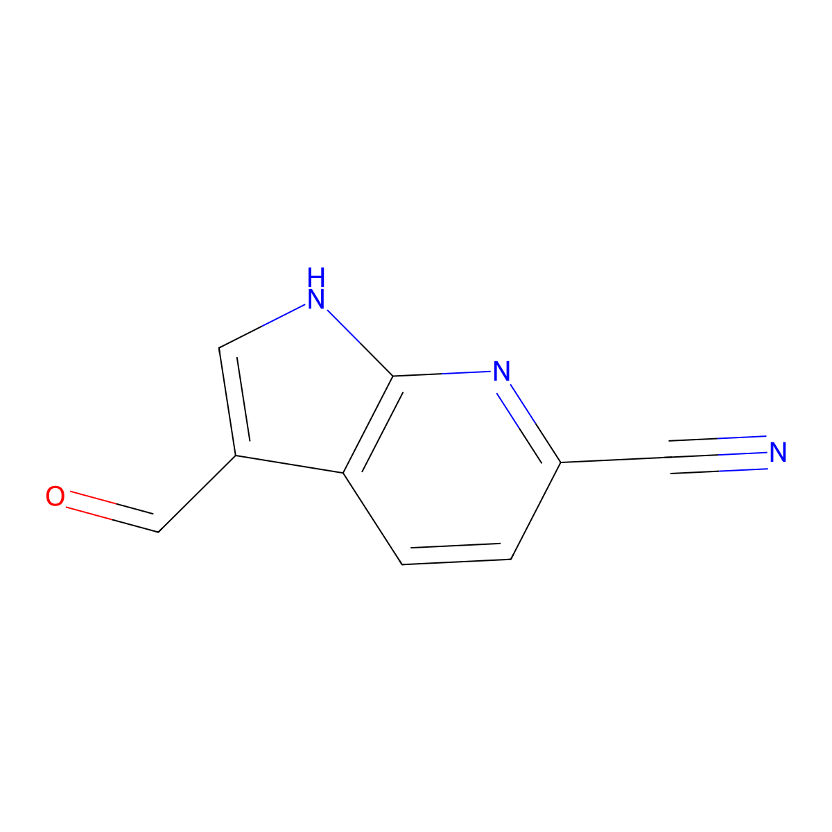 3-formyl-1H-pyrrolo[2,3-b]pyridine-6-carbonitrile molecular structure, CAS 1082040-18-3