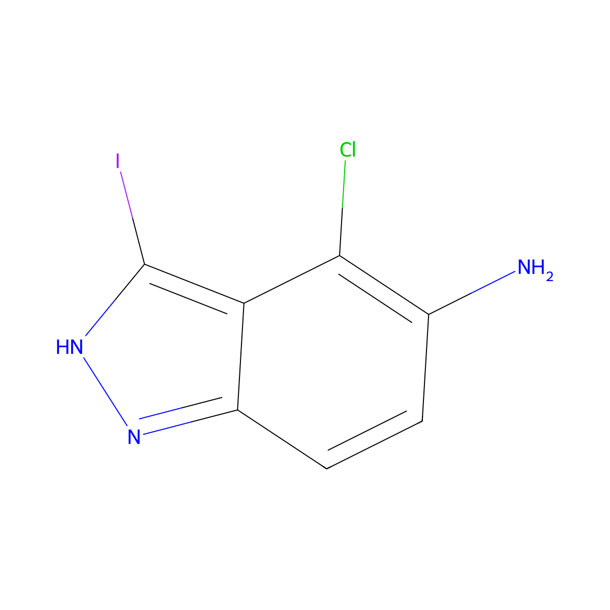 3-Iodo-4-chloro-5-amino-1H-indazole molecular structure, CAS 1082040-19-4