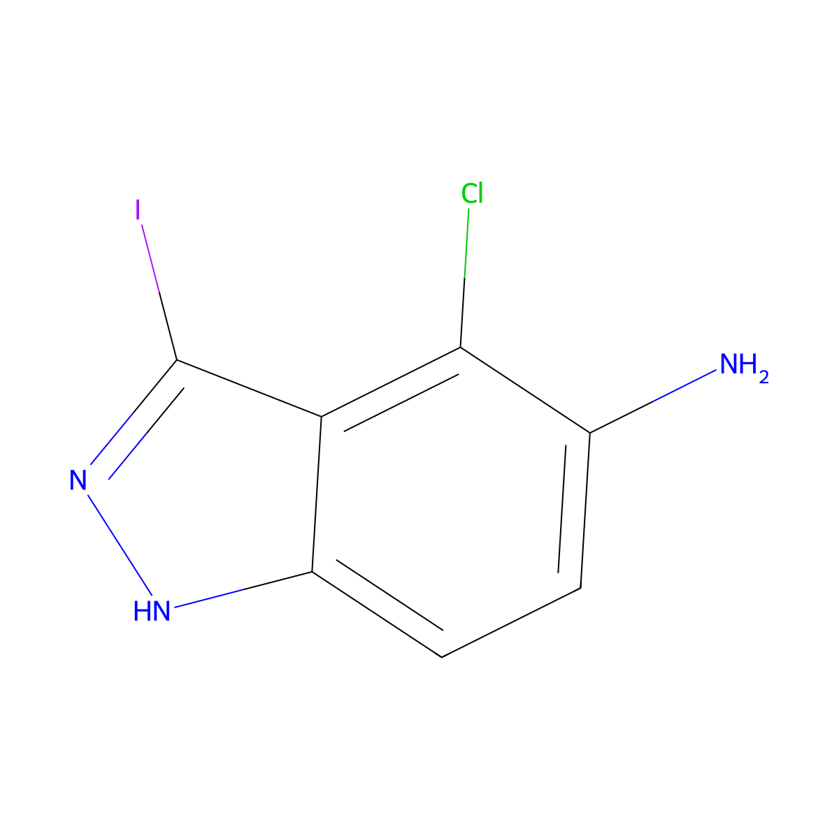 3-Iodo-4-chloro-5-amino-1H-indazole molecular structure, CAS 1082040-19-4