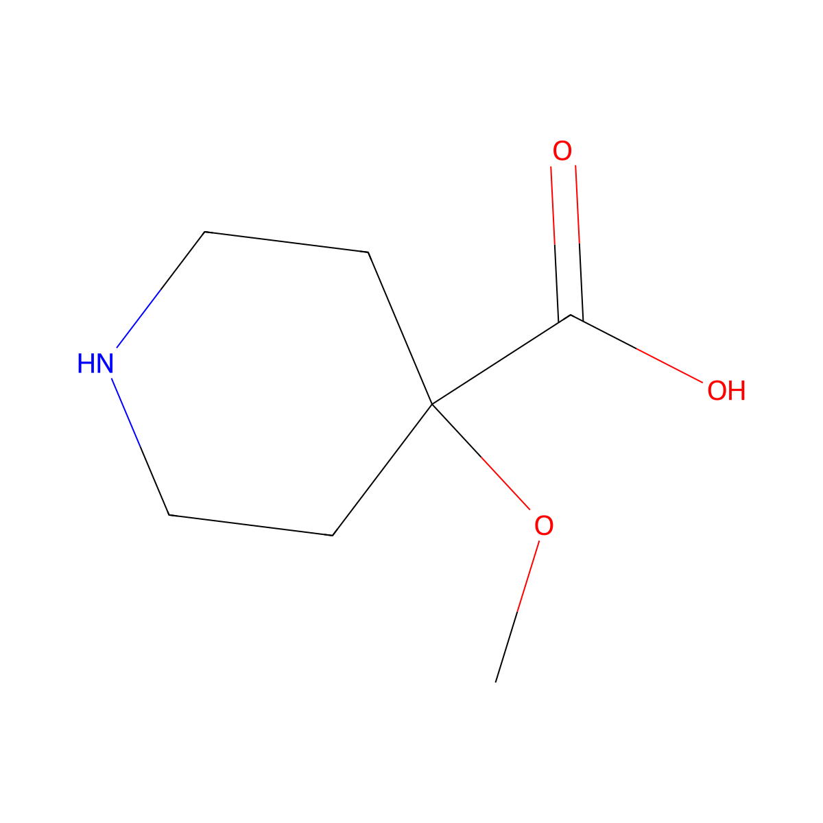 4-Methoxypiperidine-4-carboxylic acid molecular structure, CAS 1082040-29-6