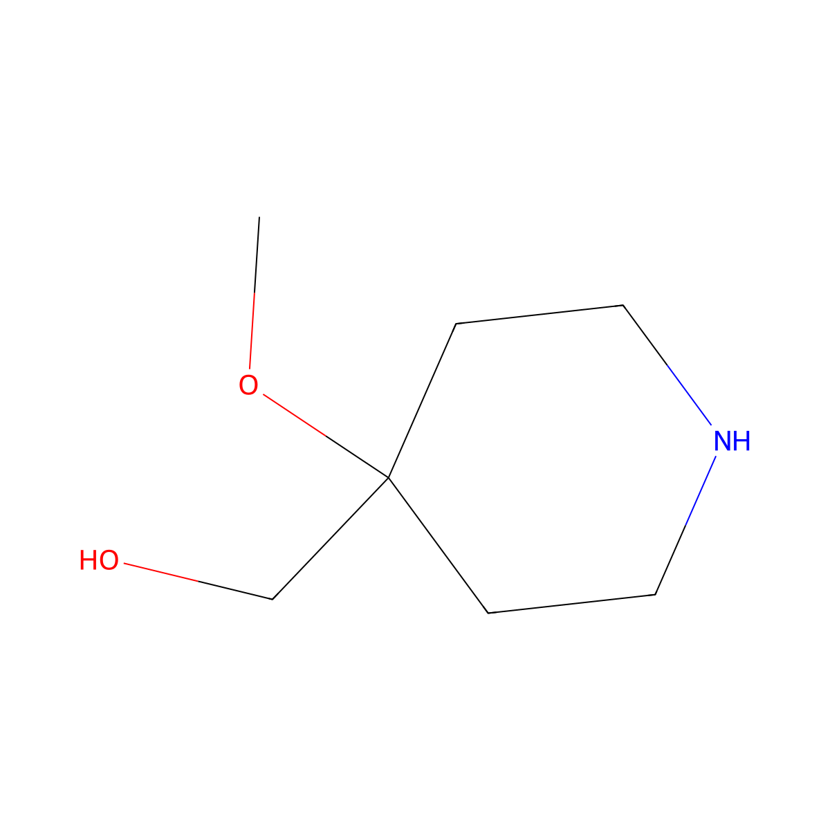 (4-Methoxypiperidin-4-yl)methanol molecular structure, CAS 1082040-31-0