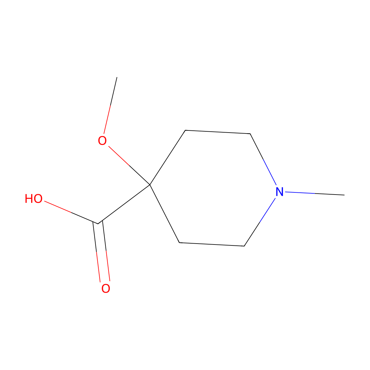 1-Methyl-4-methoxy-piperidine-4-carboxylic acid molecular structure, CAS 1082040-35-4
