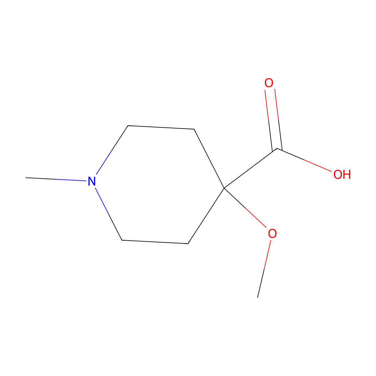 1-Methyl-4-methoxy-piperidine-4-carboxylic acid molecular structure, CAS 1082040-35-4