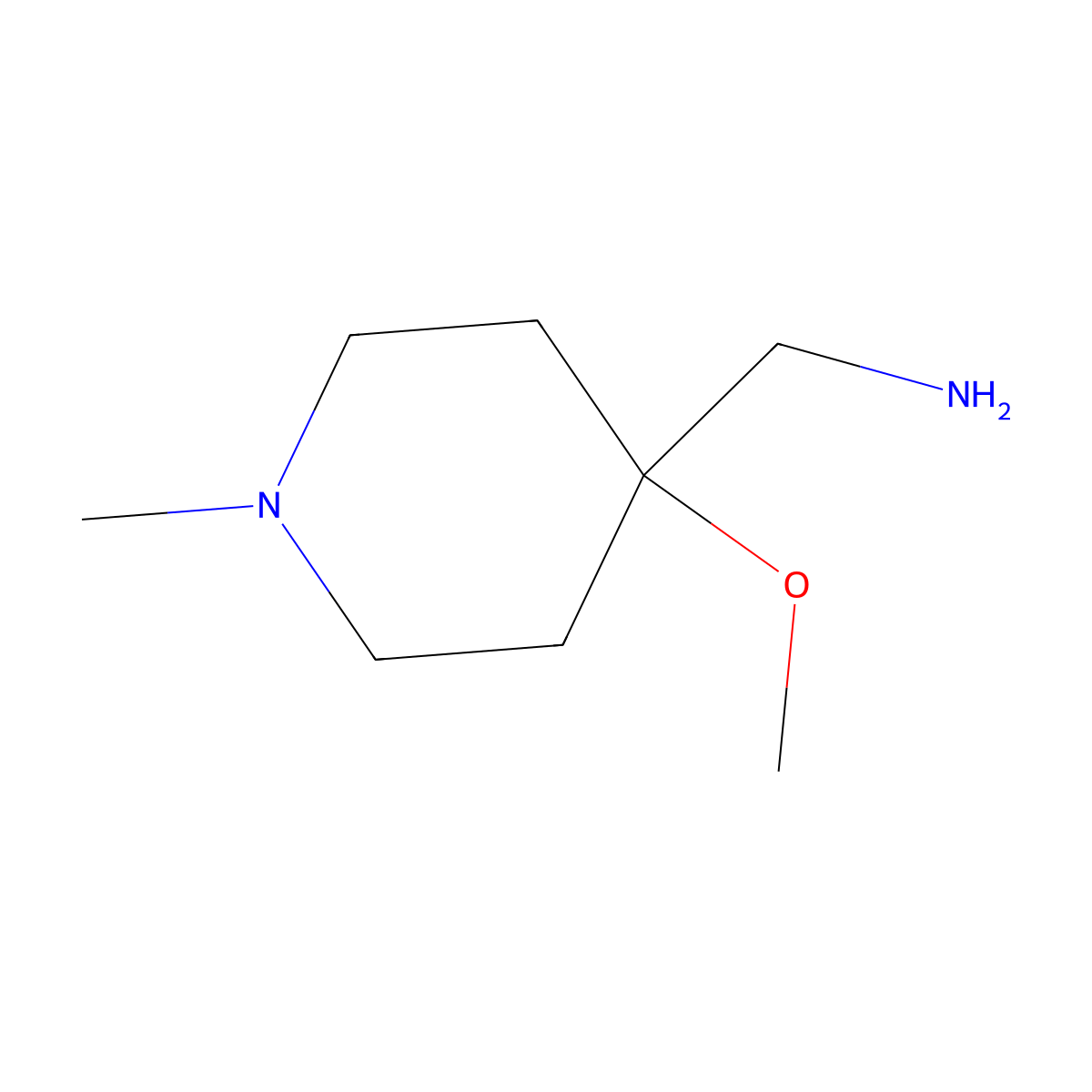 1-Methyl-4-methoxy-piperidine-4-methylamine molecular structure, CAS 1082040-37-6