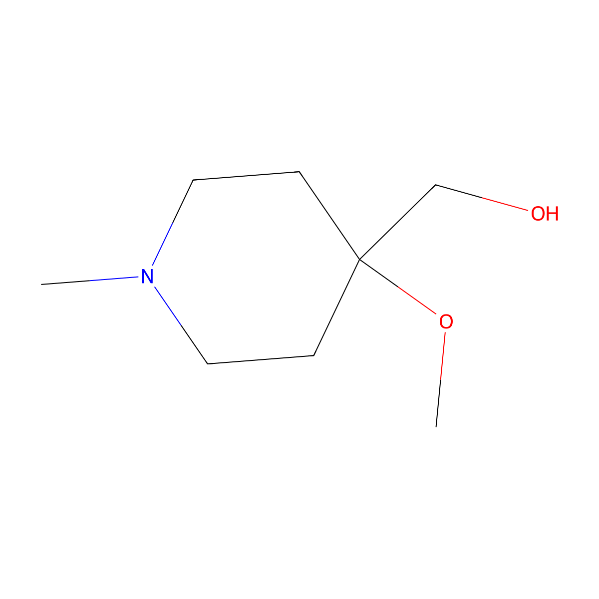 1-Methyl-4-methoxy-piperidine-4-methanol molecular structure, CAS 1082040-38-7