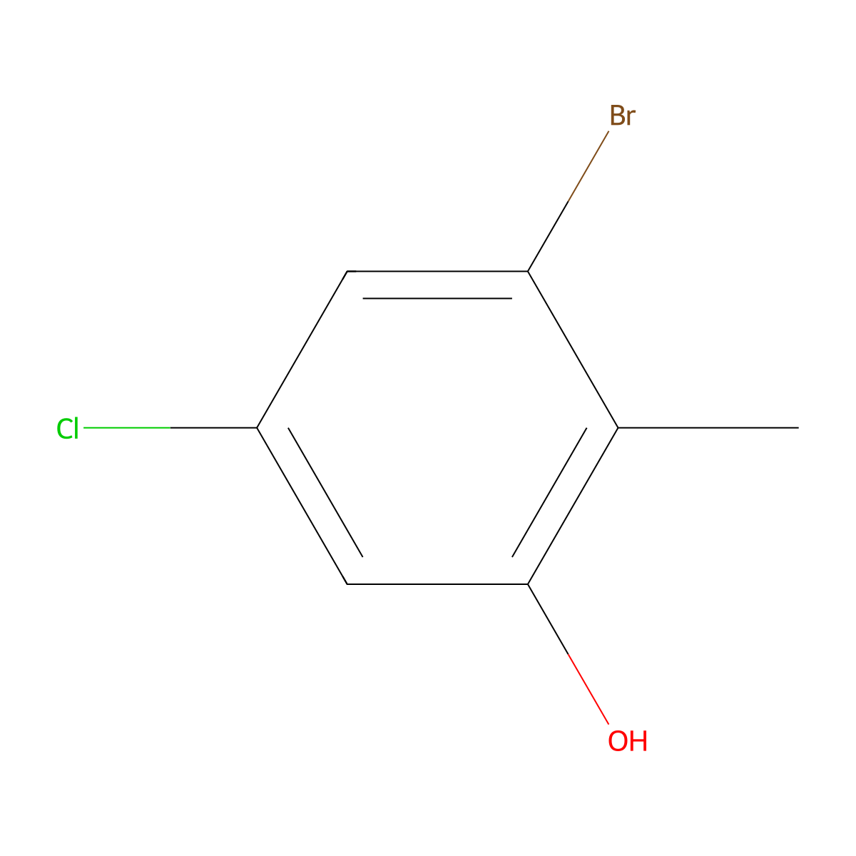 Phenol, 3-bromo-5-chloro-2-methyl- molecular structure, CAS 1082040-46-7
