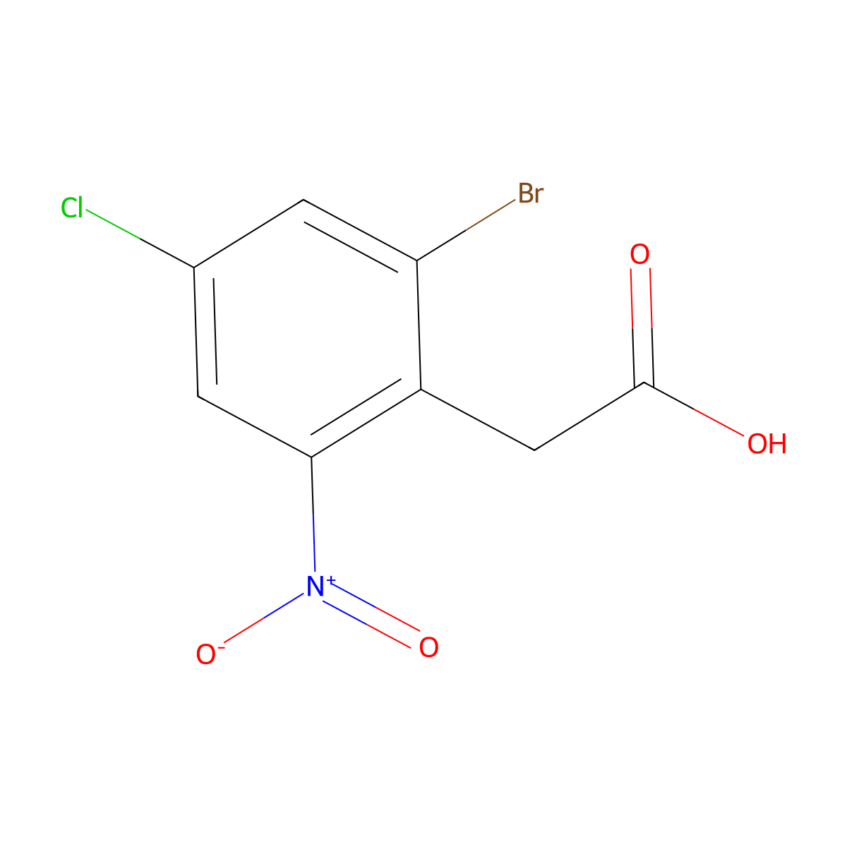 (2-Bromo-4-chloro-6-nitrophenyl)acetic acid molecular structure, CAS 1082040-47-8