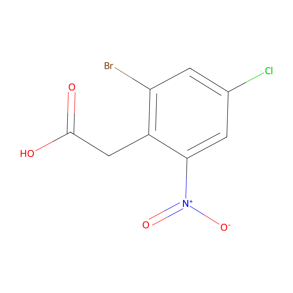 (2-Bromo-4-chloro-6-nitrophenyl)acetic acid molecular structure, CAS 1082040-47-8