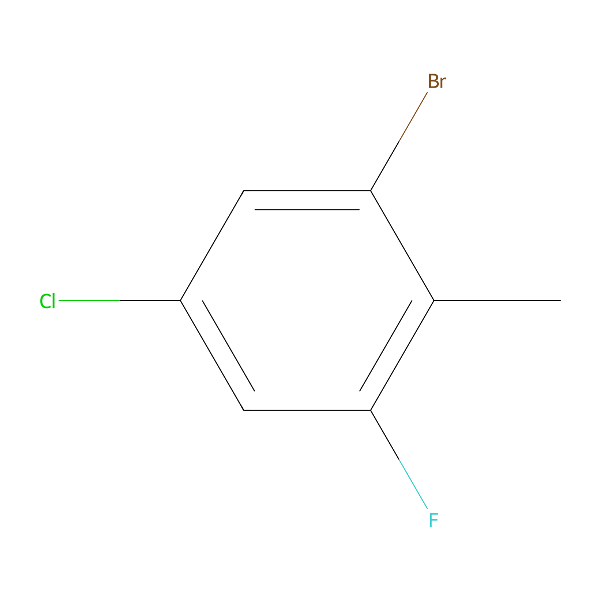 2-Bromo-4-chloro-6-fluorotoluene molecular structure, CAS 1082040-50-3