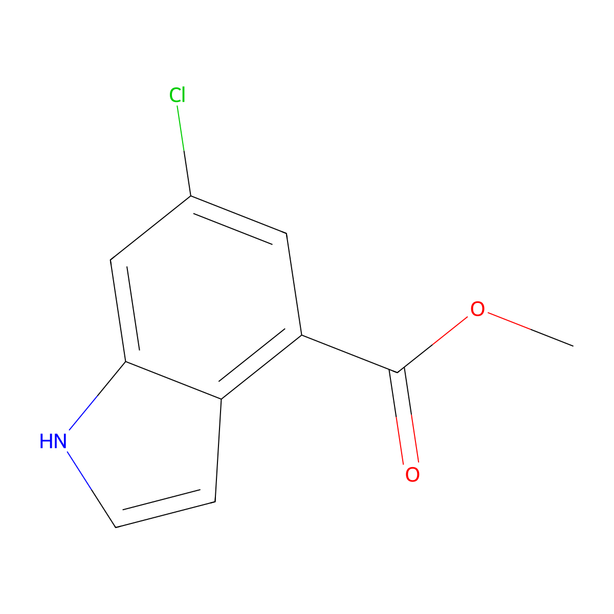 Methyl 6-chloro-1H-indole-4-carboxylate molecular structure, CAS 1082040-57-0