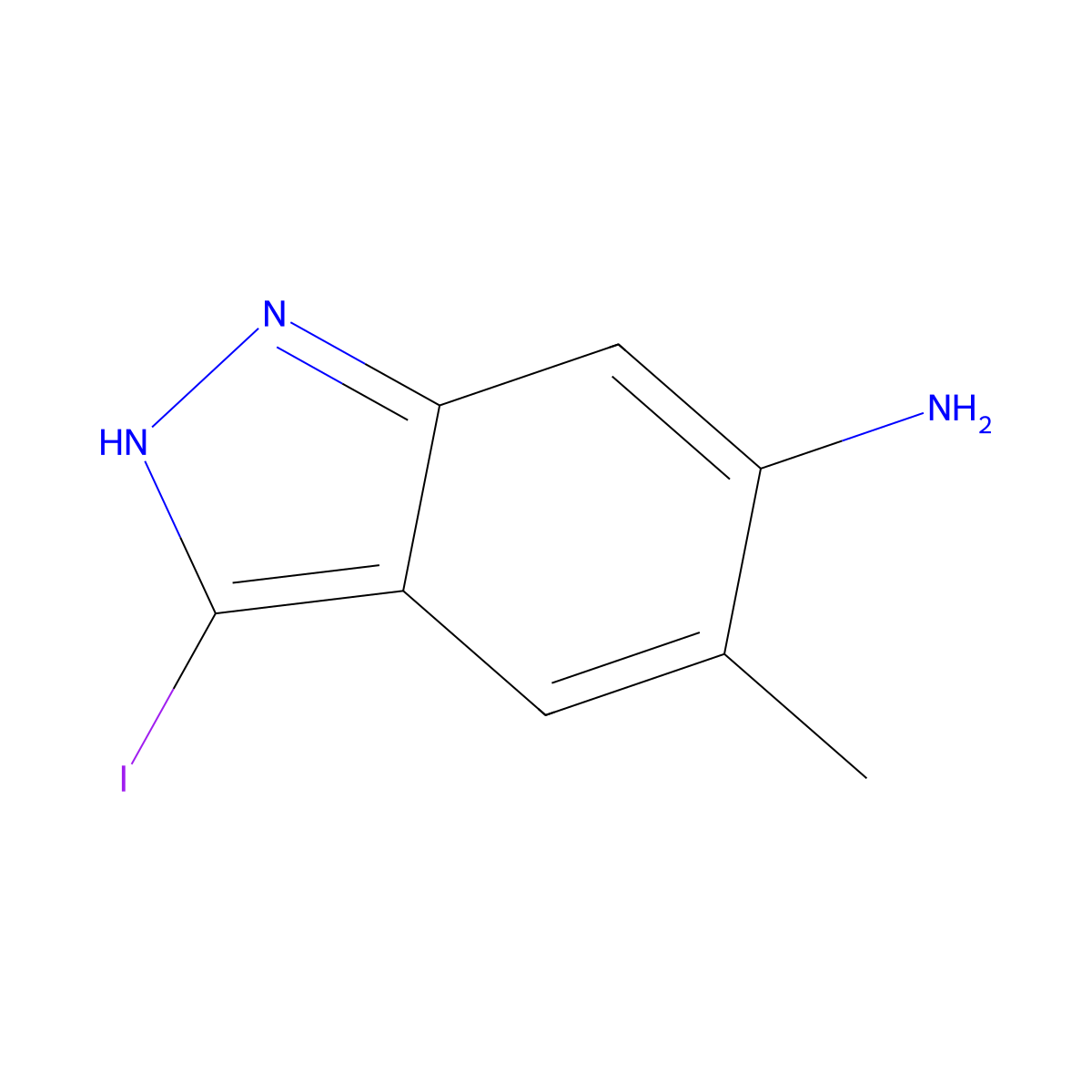 3-iodo-5-methyl-2H-indazol-6-amine molecular structure, CAS 1082040-70-7