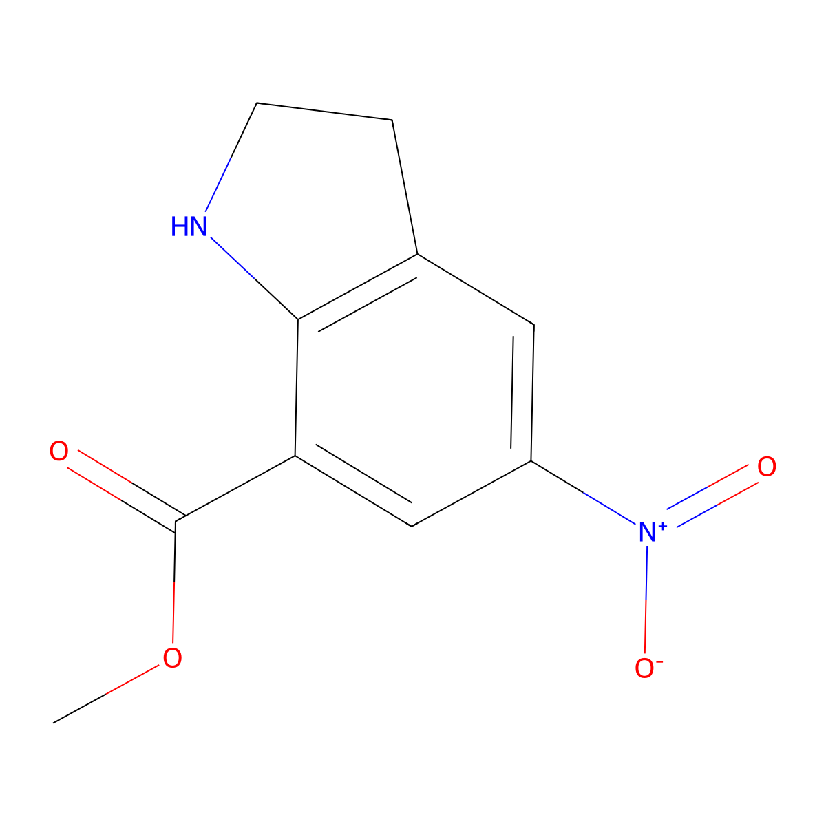 5-Nitro-indoline-7-carboxylic acid methyl ester molecular structure, CAS 1082040-75-2