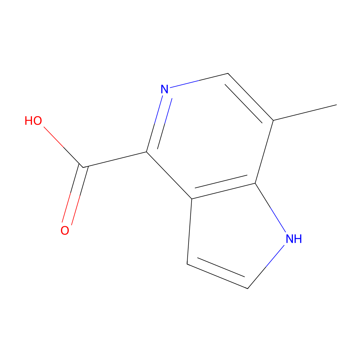 7-methyl-1H-pyrrolo[3,2-c]pyridine-4-carboxylic acid molecular structure, CAS 1082041-02-8