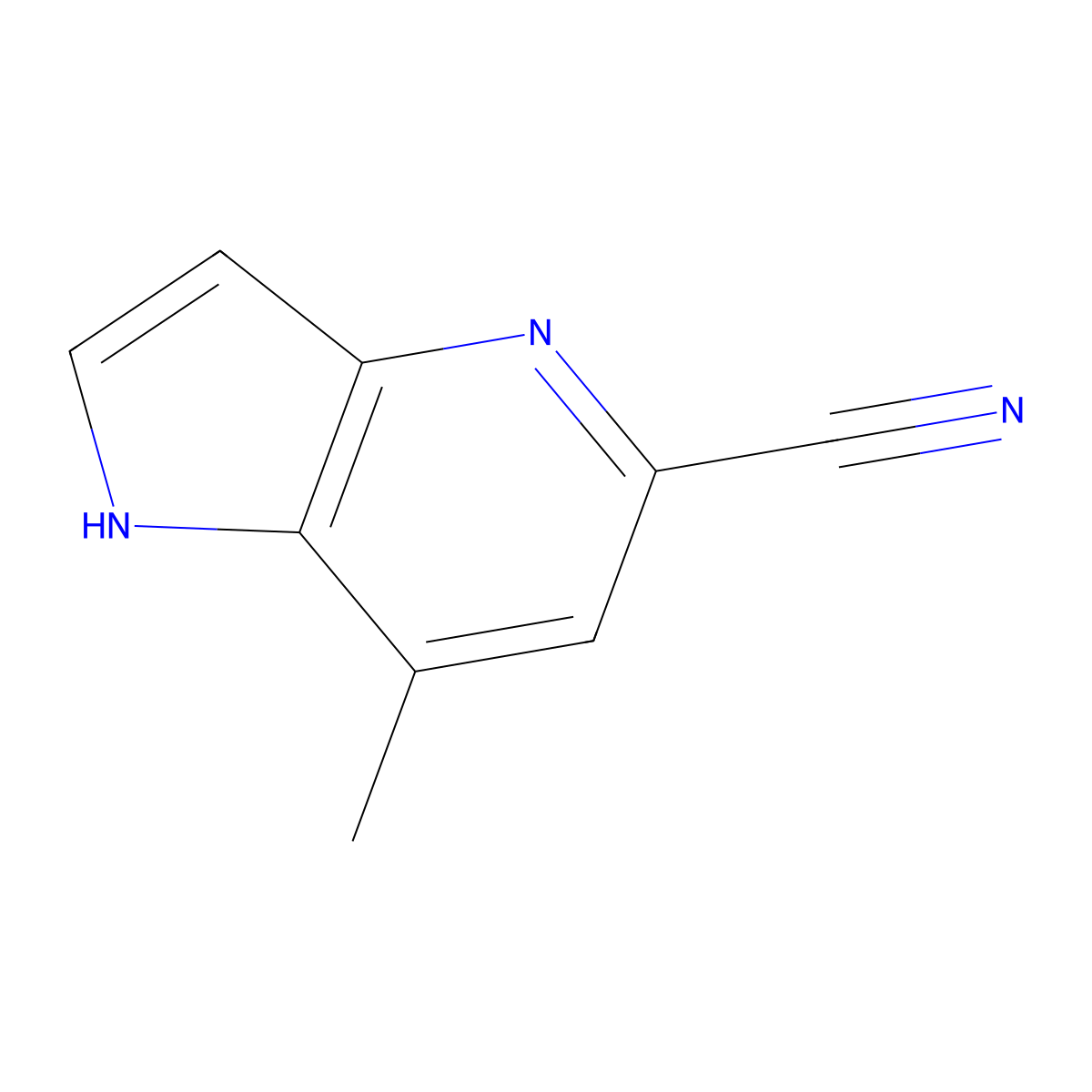 7-methyl-1H-pyrrolo[3,2-b]pyridine-5-carbonitrile molecular structure, CAS 1082041-06-2
