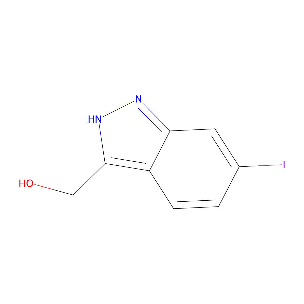 3-Hydroxymethyl-6-iodo 1H-indazole molecular structure, CAS 1082041-29-9