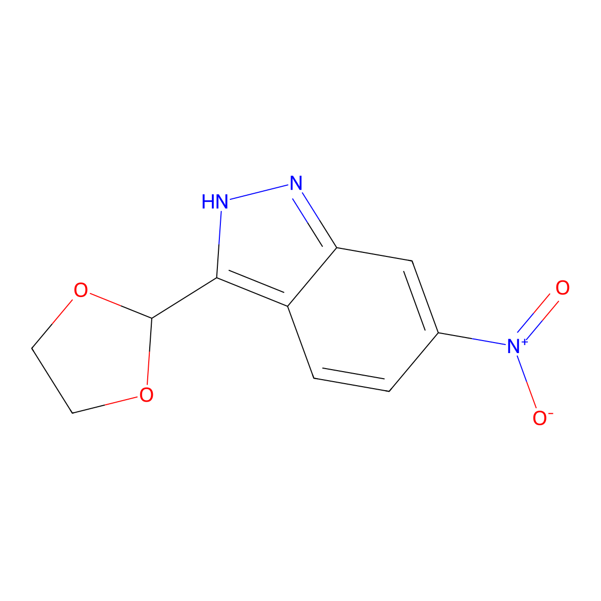 3-(1,3-Dioxolan-2-YL)-6-nitro-1H-indazole molecular structure, CAS 1082041-31-3