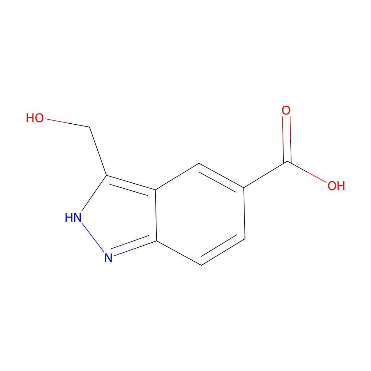 3-(hydroxymethyl)-1H-indazole-5-carboxylic acid molecular structure, CAS 1082041-77-7